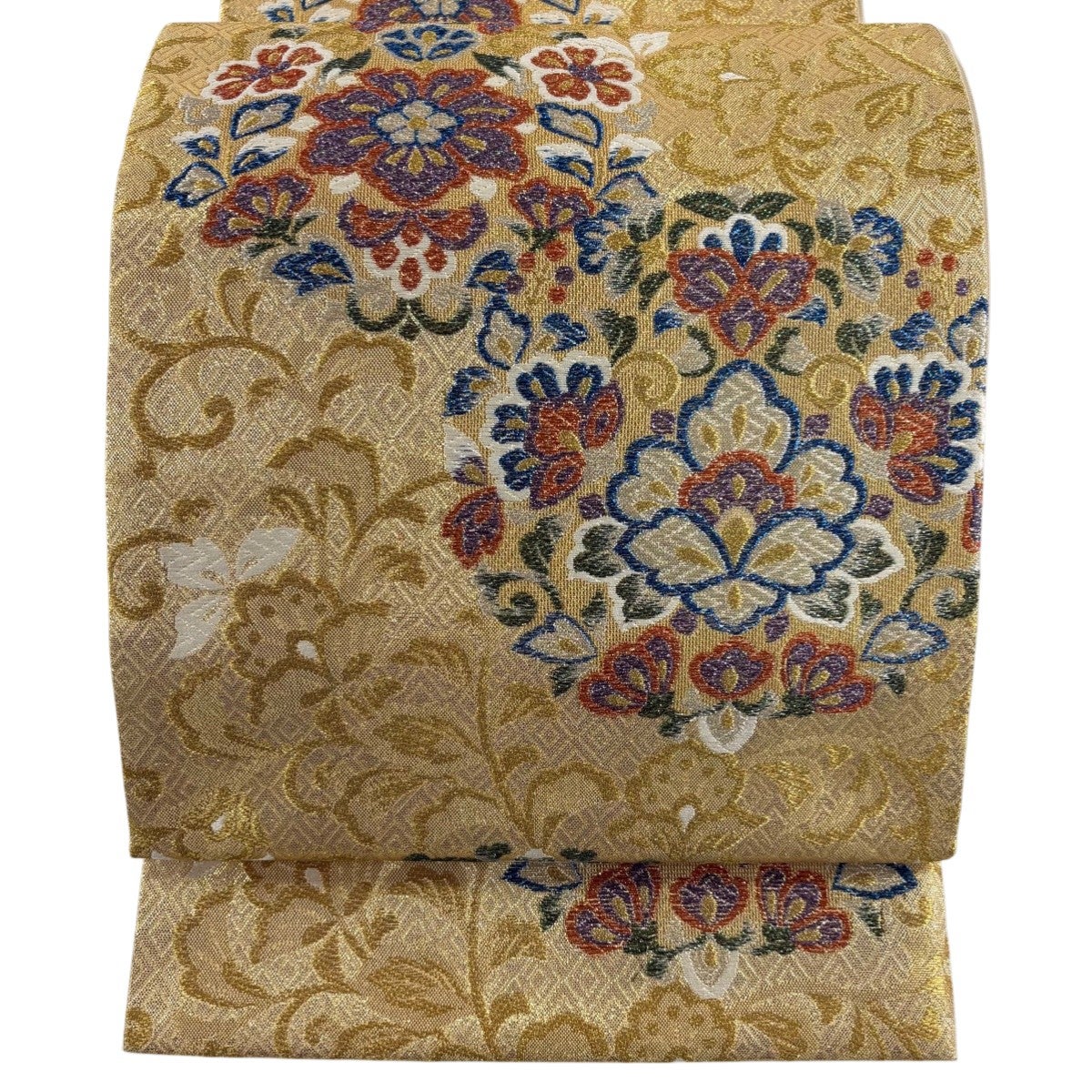 70%OFF 【美品】 袋帯 名品 皇帝貝紫 華文 草花 金糸 箔 金色 六通
