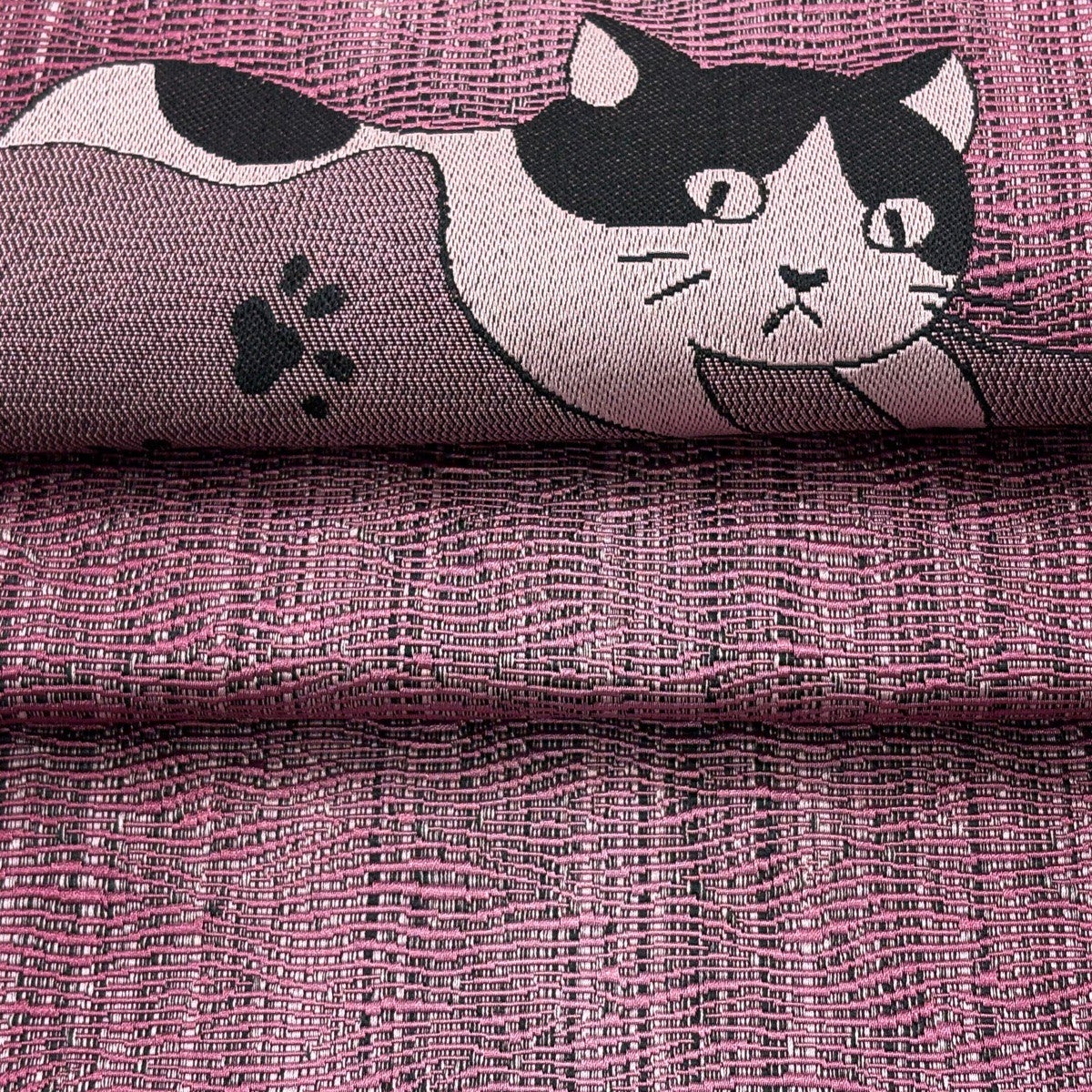 美品】 名古屋帯 逸品 八寸名古屋帯 松葉仕立て 猫 足跡 赤紫 正絹