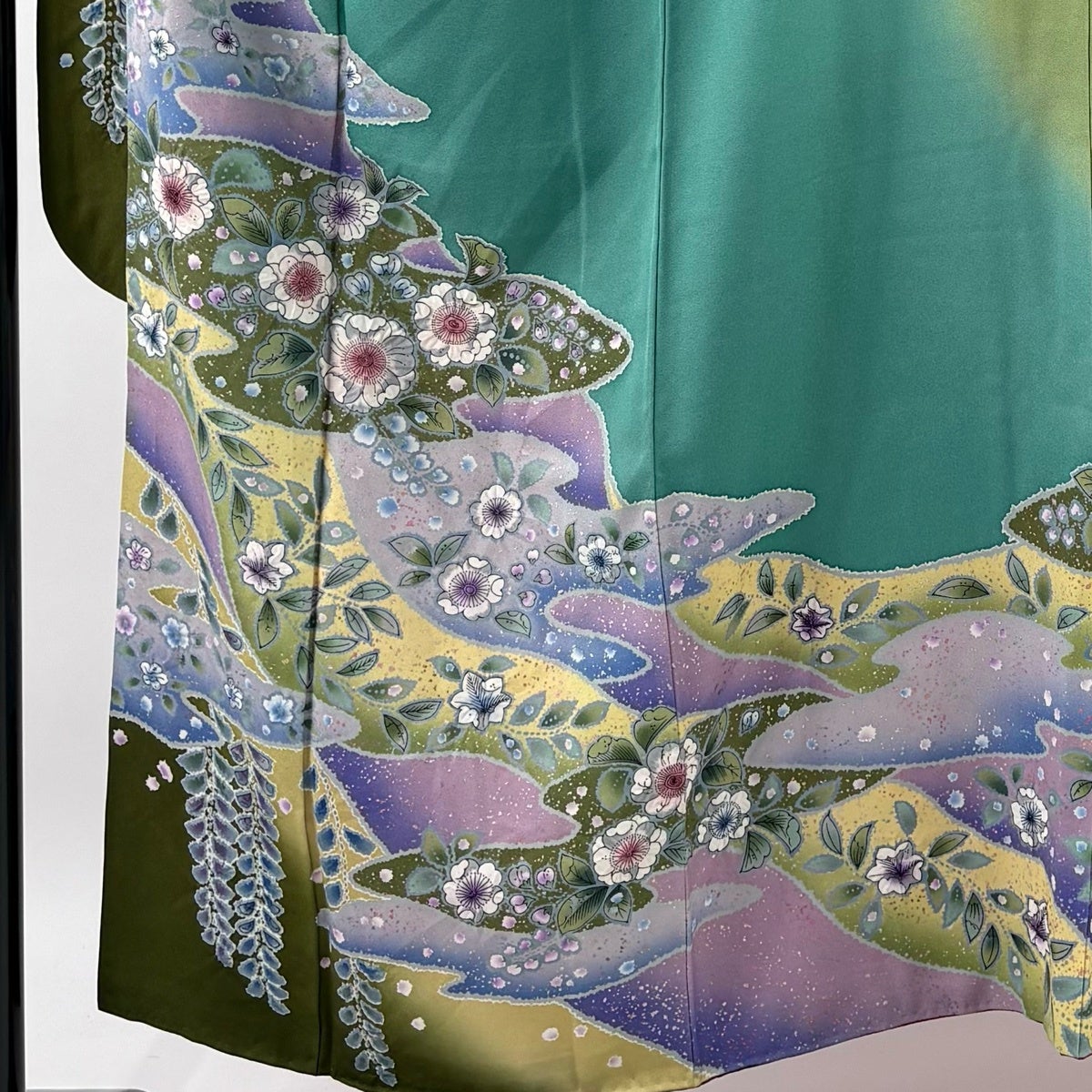 美品】 振袖 身丈154cm 裄丈63cm S 袷 辻が花 霞 金銀彩 染め分け 薄緑
