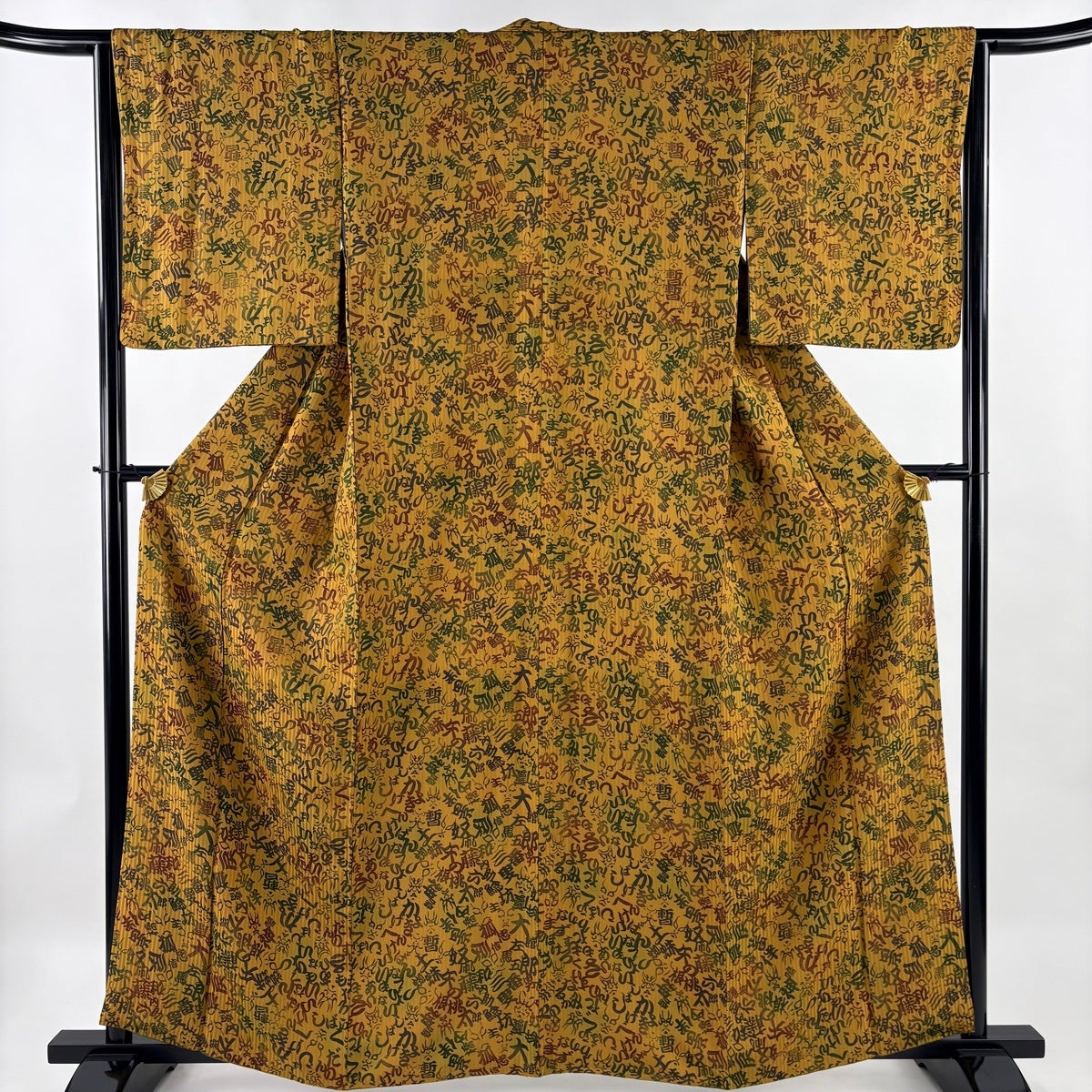 美品】 小紋 身丈162.5cm 裄丈65.5cm M 袷 格子柄 えんじ色 正絹 秀品