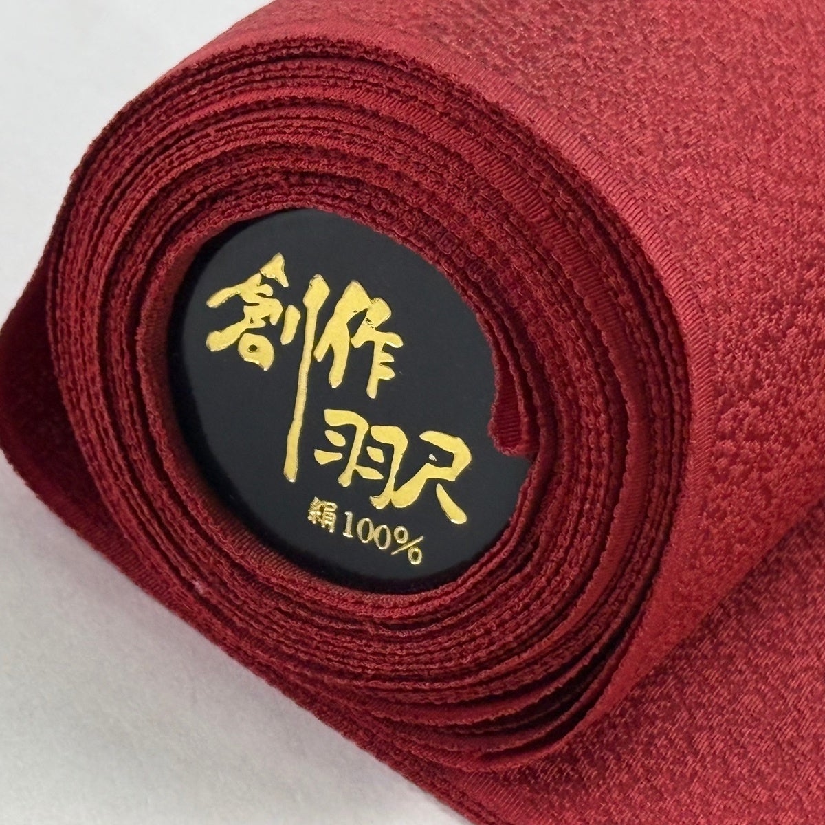 反物 優品 羽尺 羽織 和装コート 地紋 霞 ぼかし 茜色 正絹｜中古