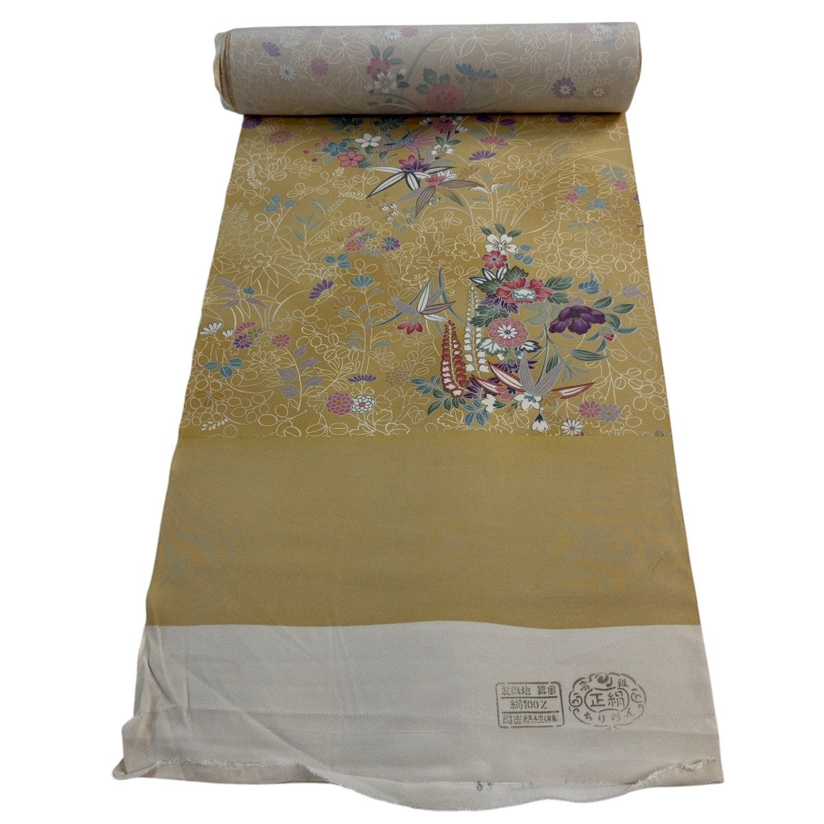 反物 秀品 紬 亀甲 草花 紺色 正絹｜中古・古着・リサイクル着物通販