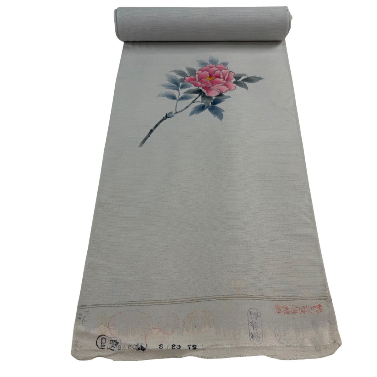 反物 秀品 付下げ 夏物 絽 牡丹 草花 ぼかし 灰白 正絹｜中古・古着