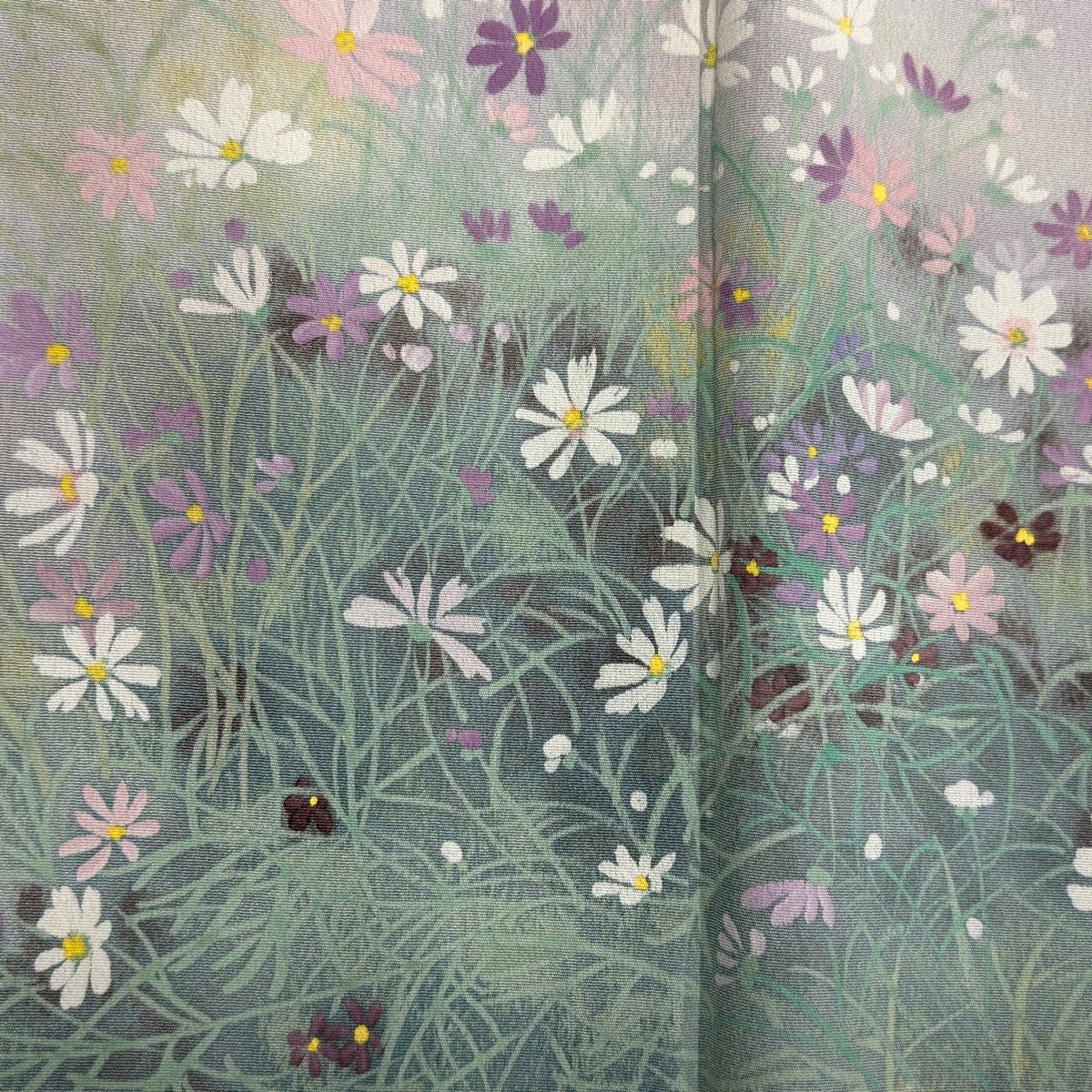 美品】 付下げ 身丈159.5cm 裄丈66cm M 袷 袋帯セット 落款あり 草花