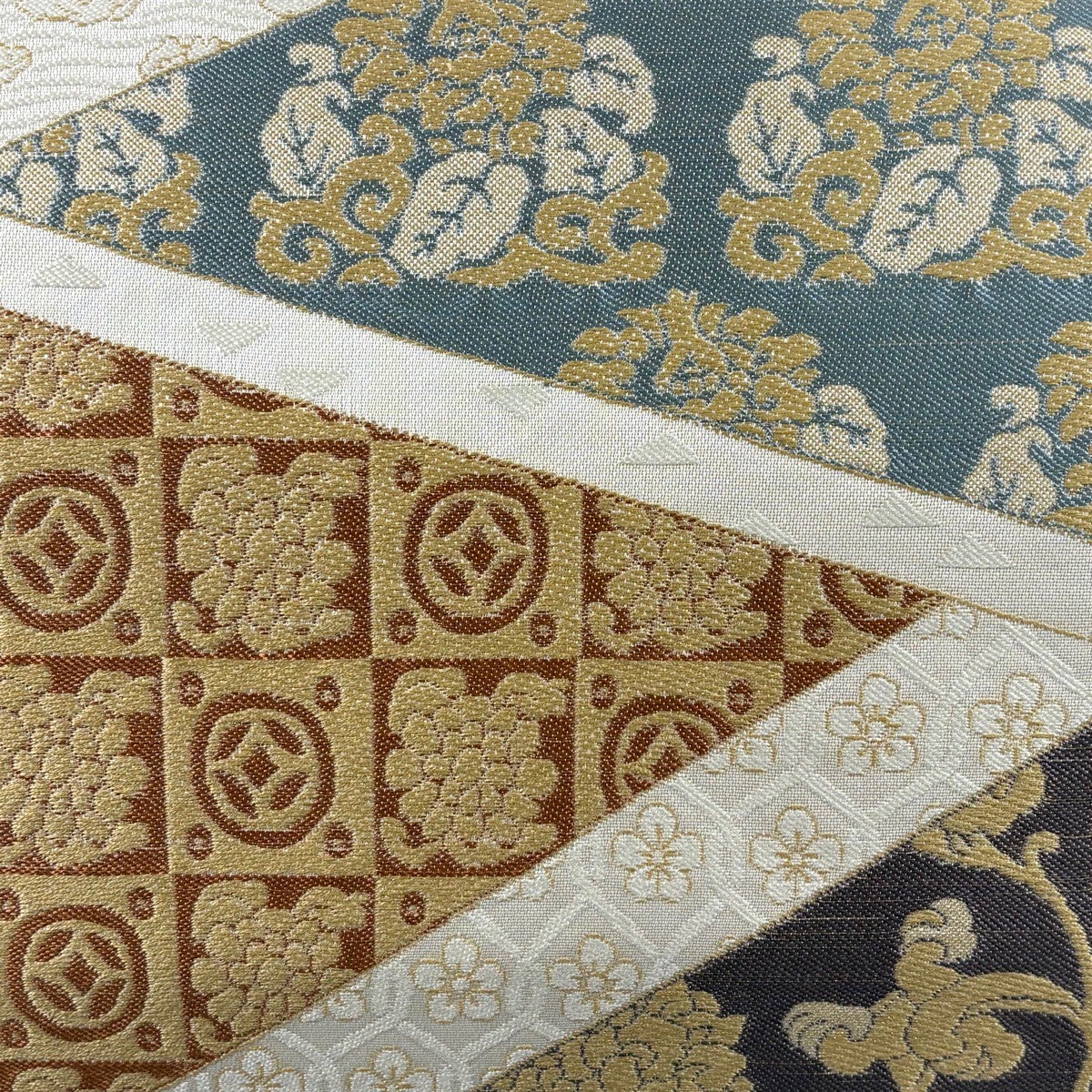 美品】 袋帯 名品 正倉院文様 金糸 赤茶 六通 正絹｜中古・古着