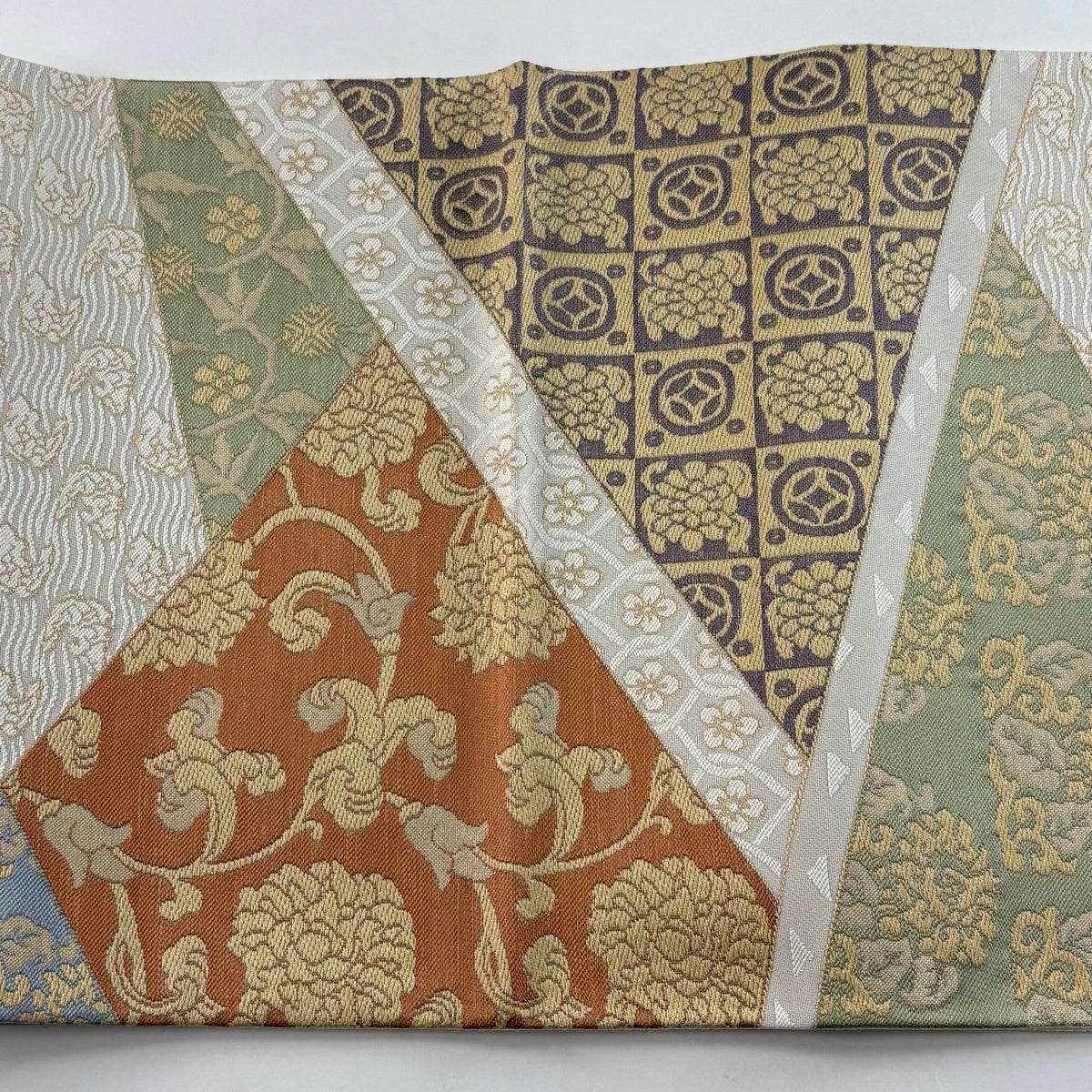 美品】 袋帯 名品 正倉院文様 金糸 赤茶 六通 正絹｜中古・古着