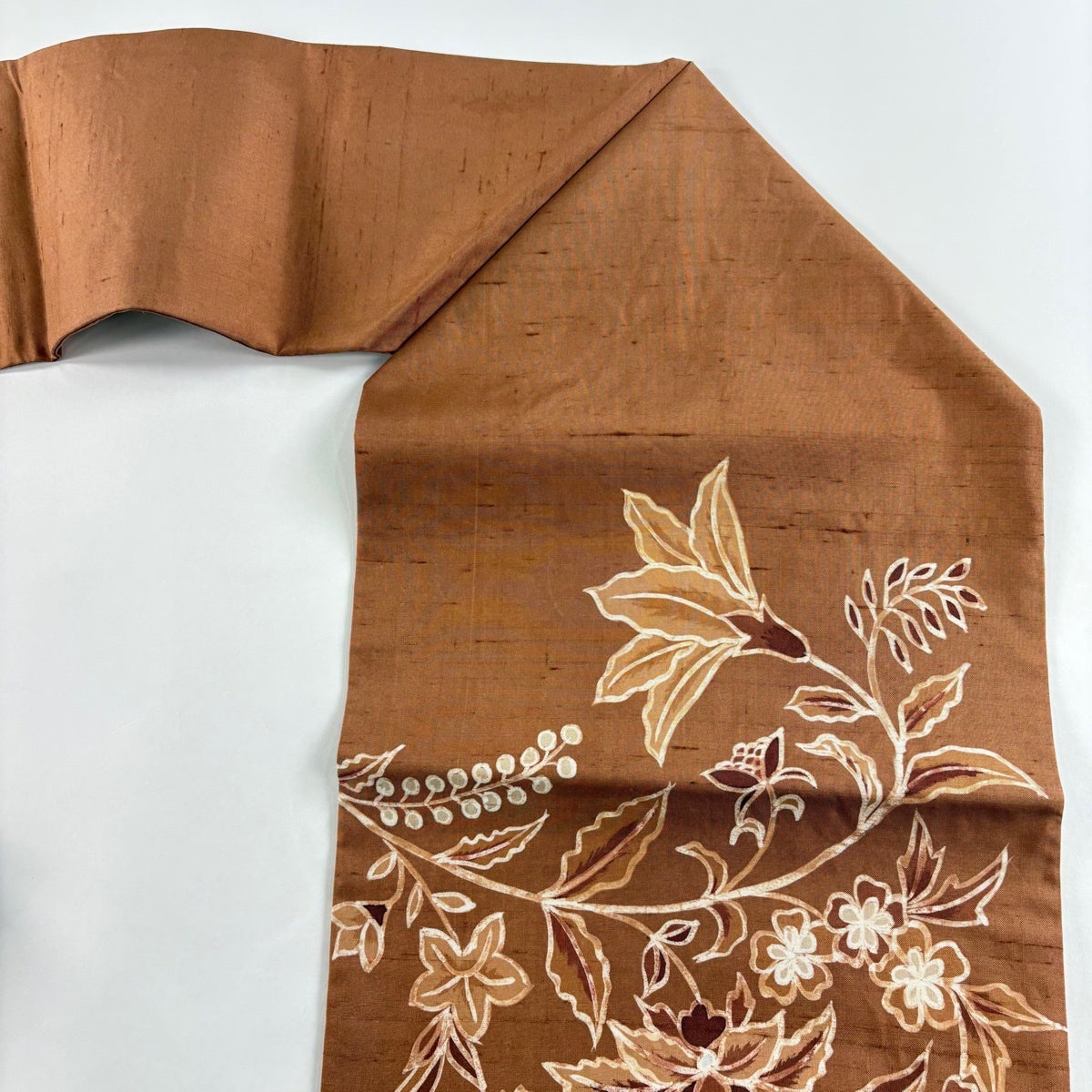 名古屋帯 秀品 紬地 草花 茶色 正絹｜中古・古着・リサイクル着物通販