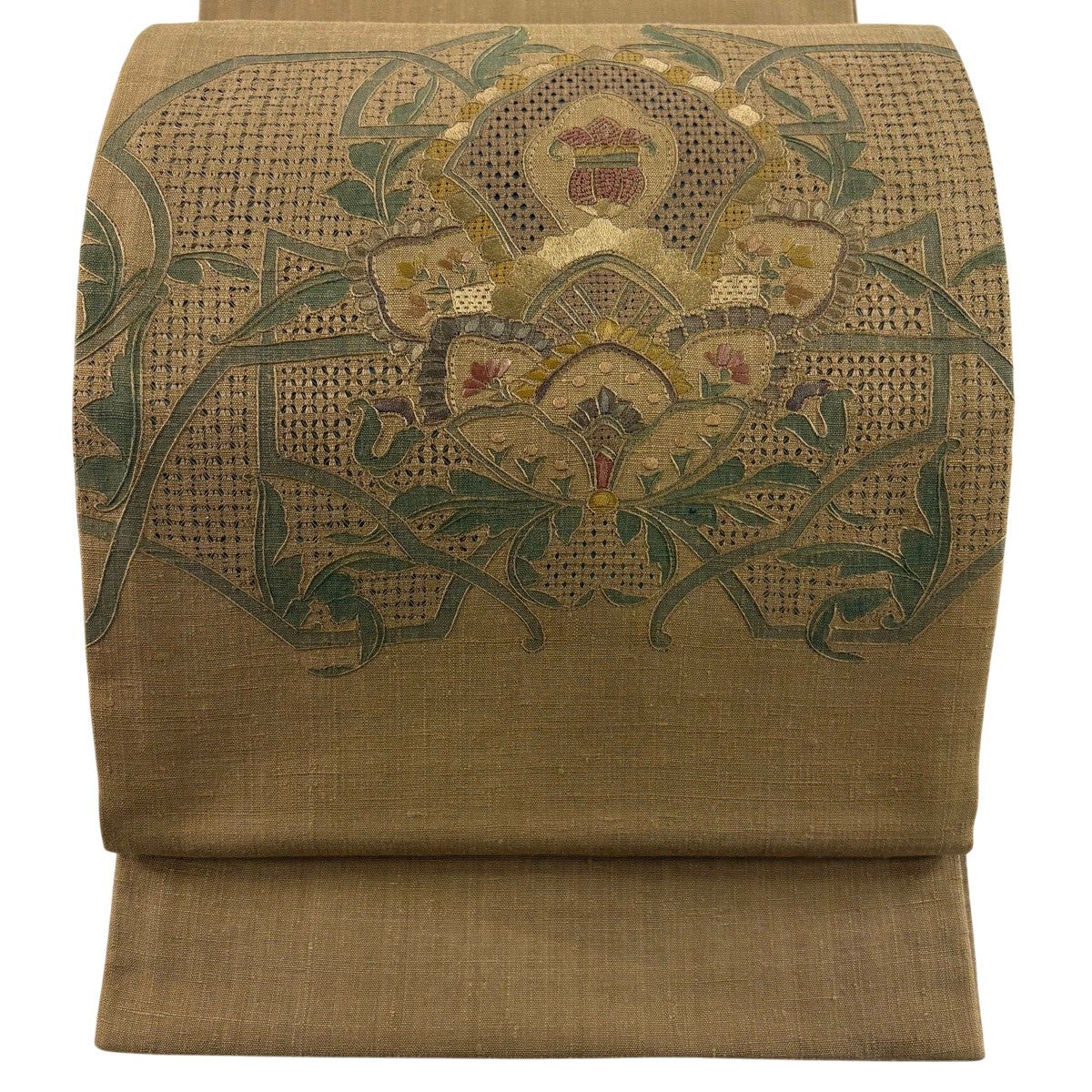 袋帯 秀品 枝葉 桜 黒 お太鼓柄 正絹｜中古・古着・リサイクル着物通販