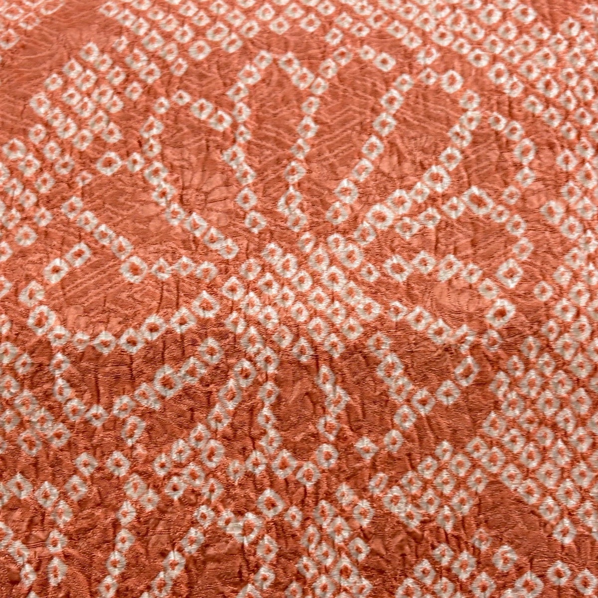 名古屋帯　正絹　型染め　花柄　サーモンピンク 美品】 名古屋帯 優品 雲文 花 絞り サーモンピンク 正絹｜中古・古着