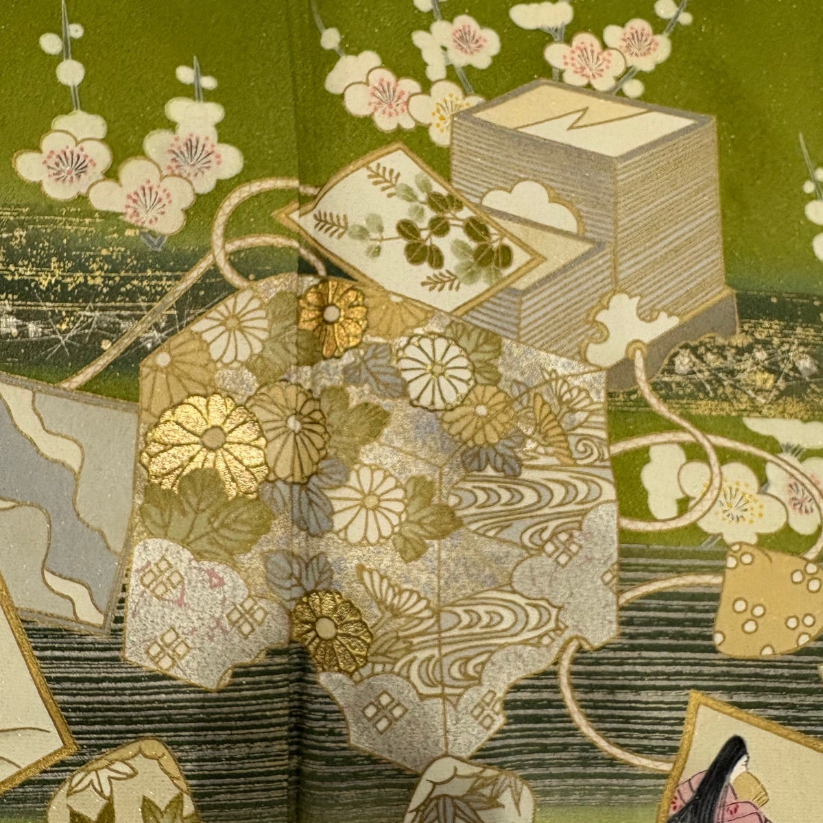 訪問着 身丈163.5cm 裄丈70cm L 袷 堀省平 証紙あり 文箱 カルが 金銀