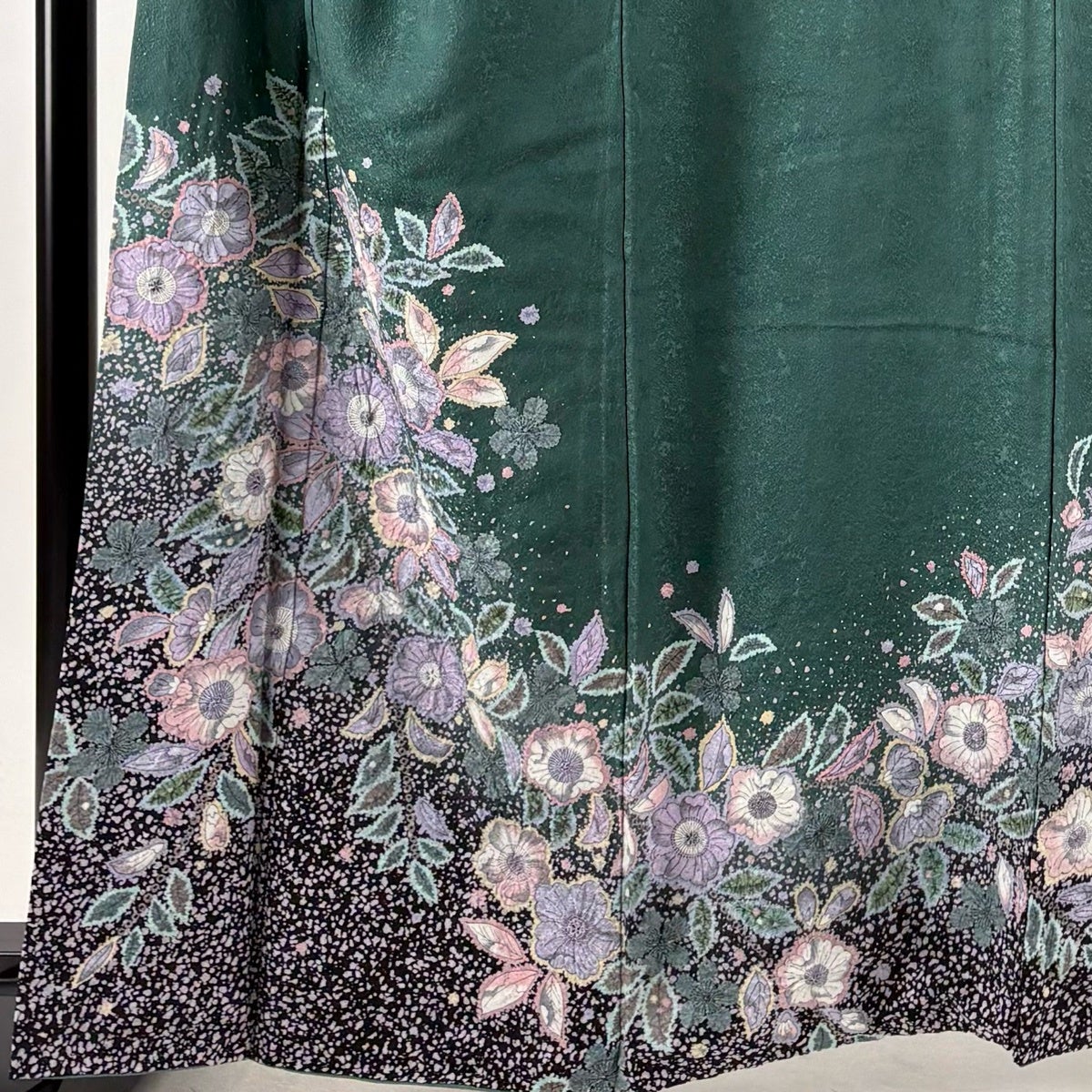 訪問着 身丈161cm 裄丈69cm L 袷 落款あり 辻が花 染め分け 深緑 正絹