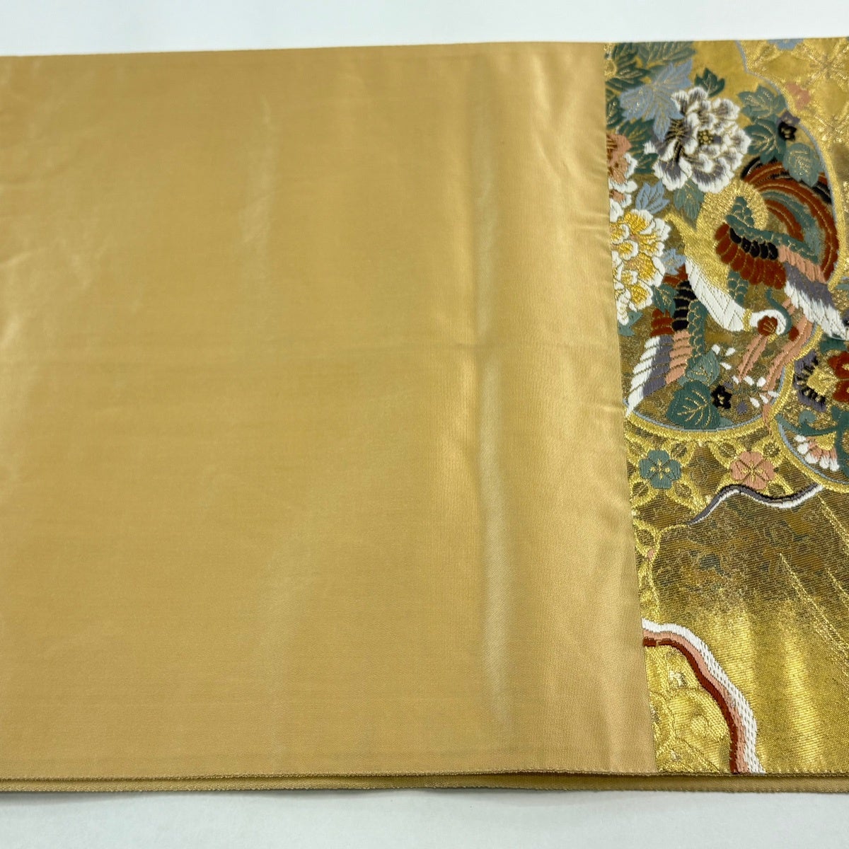 50%OFF 【美品】 袋帯 秀品 華文 鳥 金糸 箔 金色 六通 正絹 K50｜中古