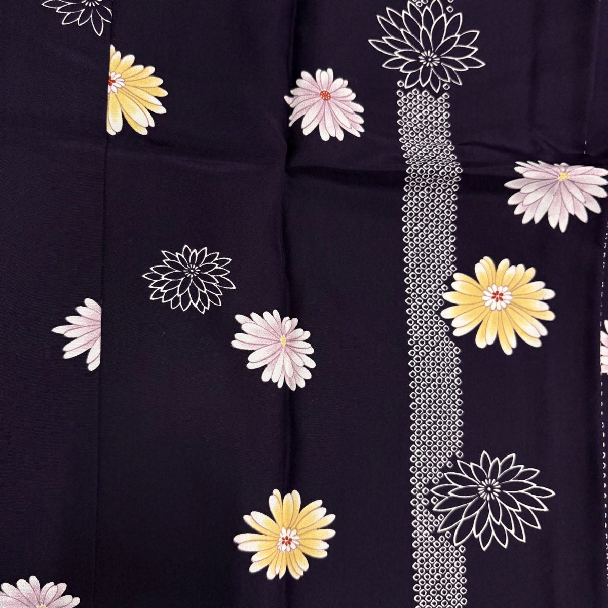 美品】 長襦袢 身丈122cm 裄丈65cm M 菊 疋田 濃紫 正絹 秀品｜中古