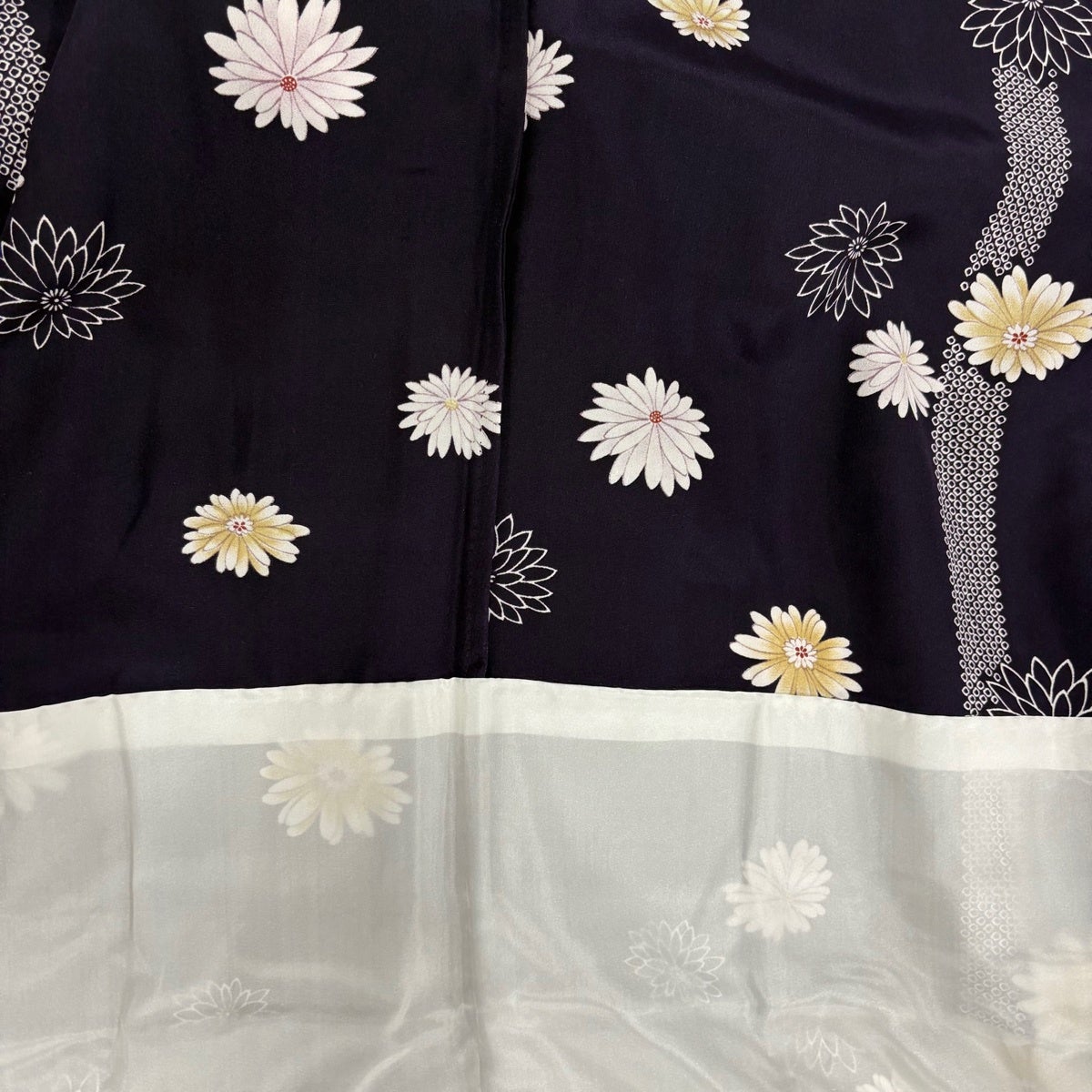 美品】 長襦袢 身丈122cm 裄丈65cm M 菊 疋田 濃紫 正絹 秀品｜中古