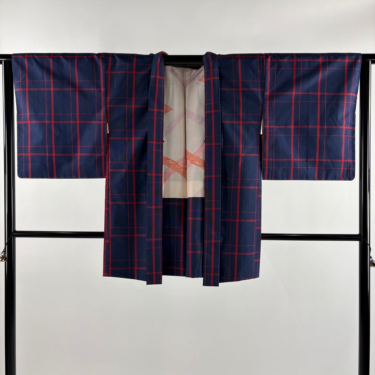 美品】 大島紬 身丈159cm 裄丈65.5cm M 袷 アンサンブル 証紙あり 格子