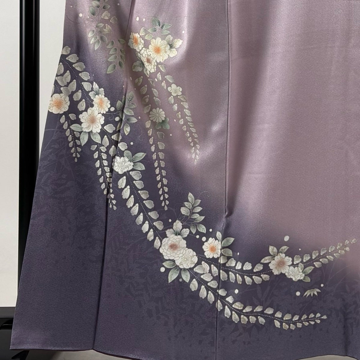 付下げ 身丈163cm 裄丈65cm M 袷 辻が花柄 地紋 金銀彩 ぼかし 灰紫