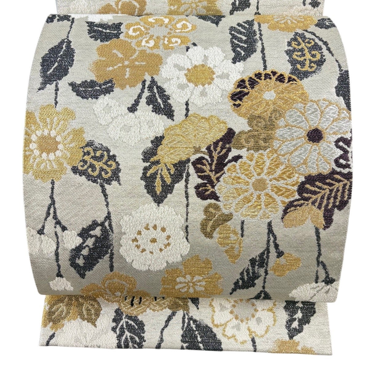 袋帯 逸品 草花 金糸 箔 銀色 六通 正絹｜中古・古着・リサイクル着物