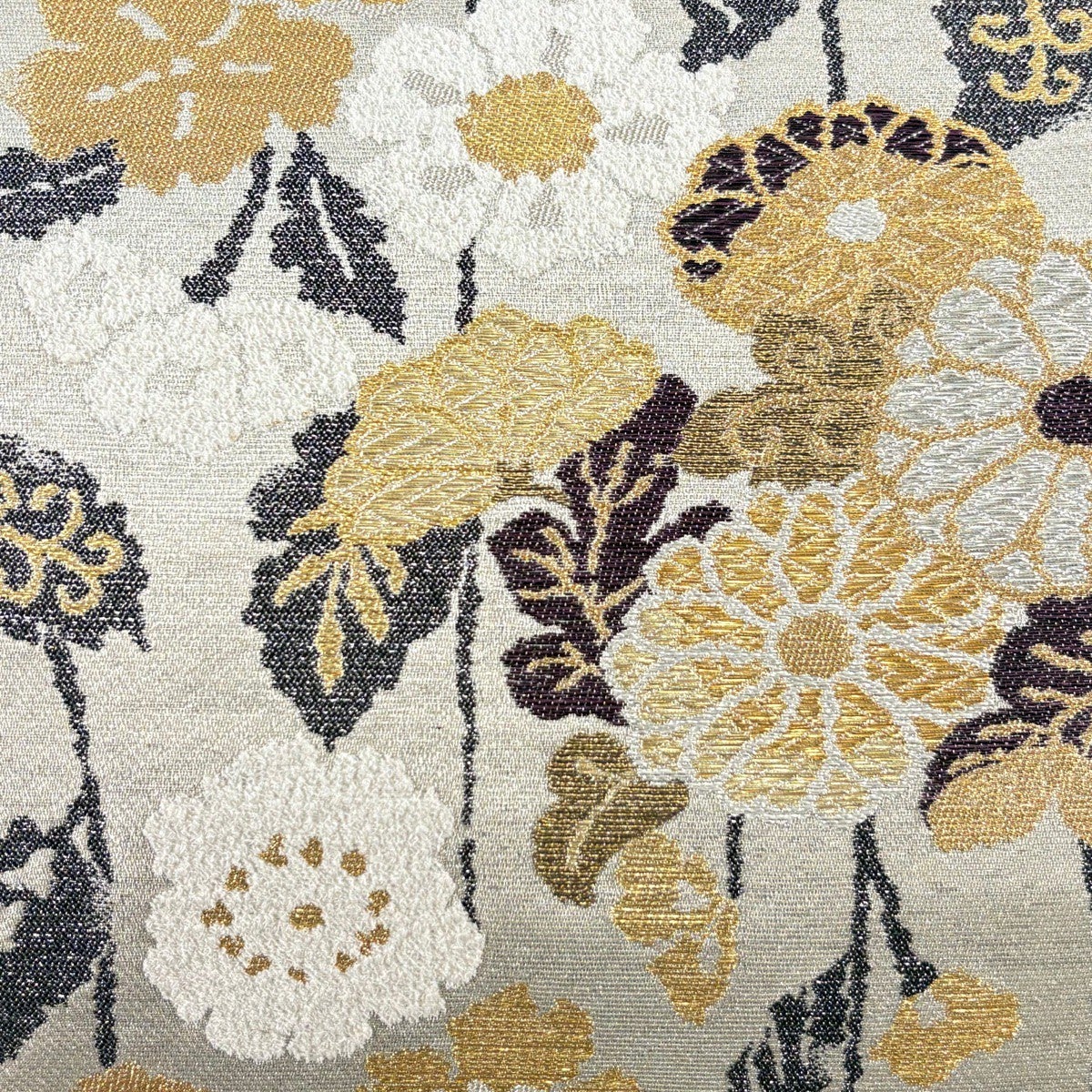袋帯 逸品 草花 金糸 箔 銀色 六通 正絹｜中古・古着・リサイクル着物