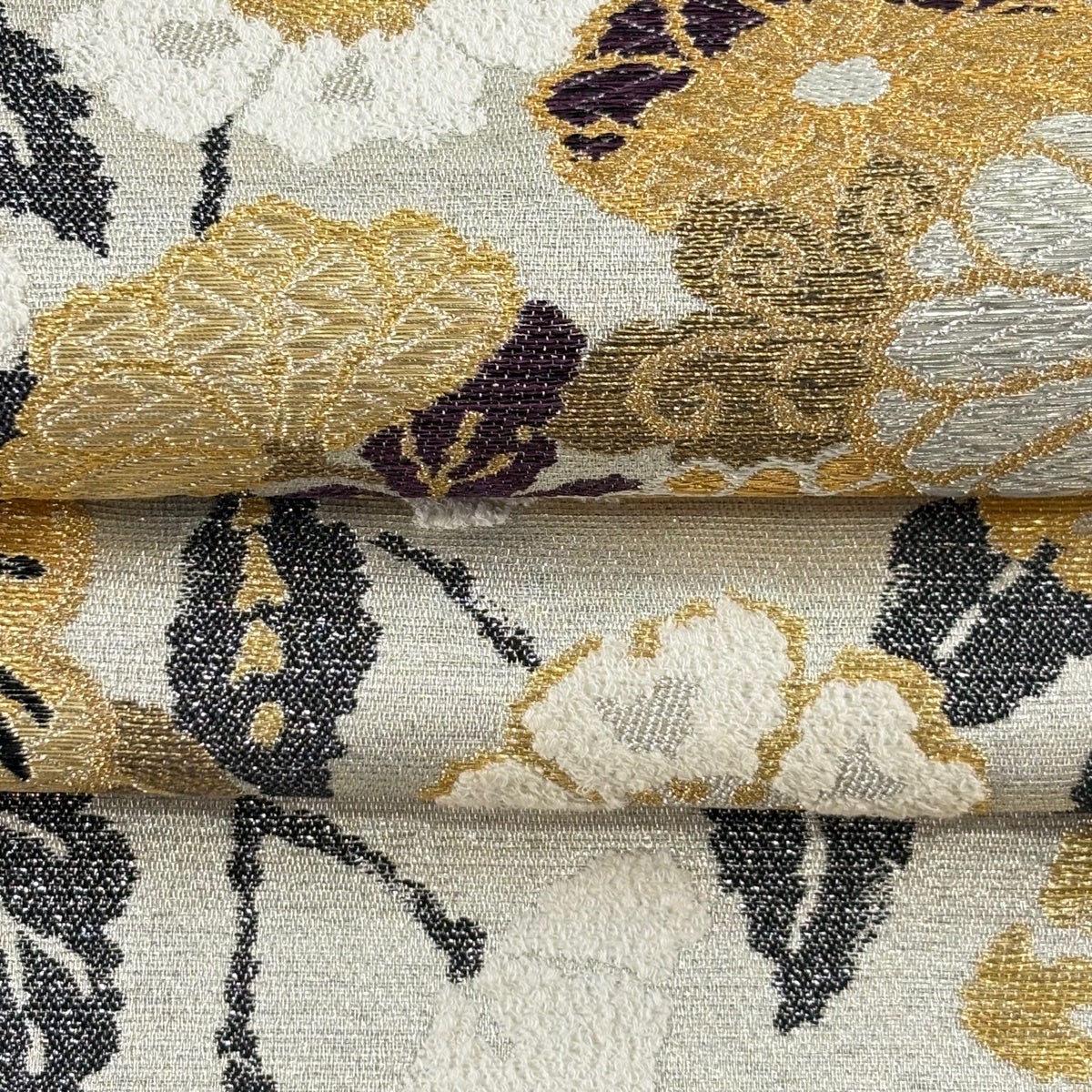 袋帯 逸品 草花 金糸 箔 銀色 六通 正絹｜中古・古着・リサイクル着物