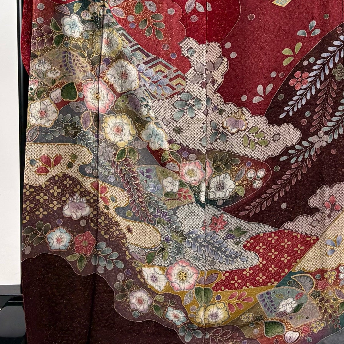 在庫一掃】 振袖 身丈172cm 裄丈68cm L 袷 桜 辻が花柄 金彩 絞り 青紫