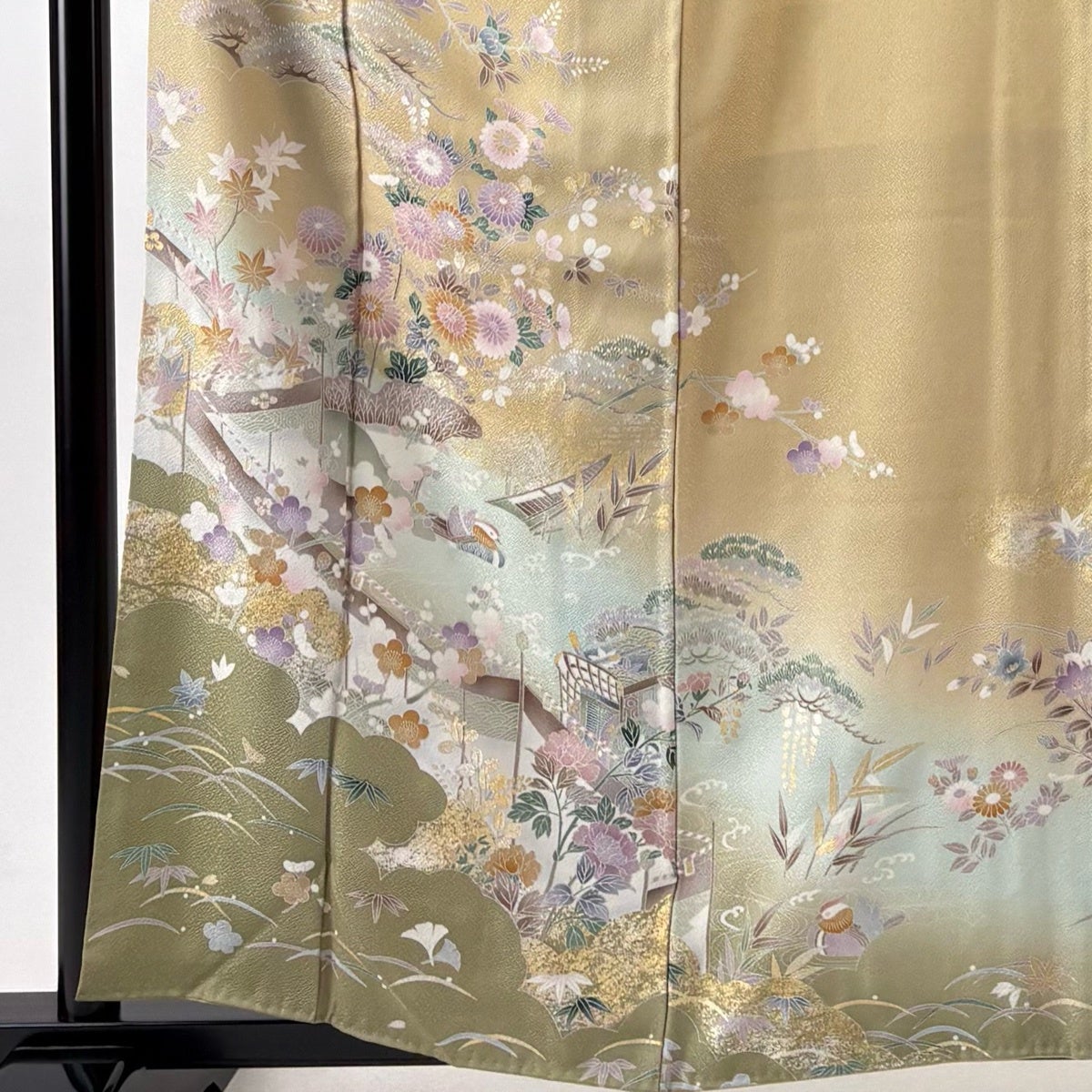 訪問着 身丈159cm 裄丈63cm S 袷 袋帯セット 松竹梅 鴛鴦 金銀彩