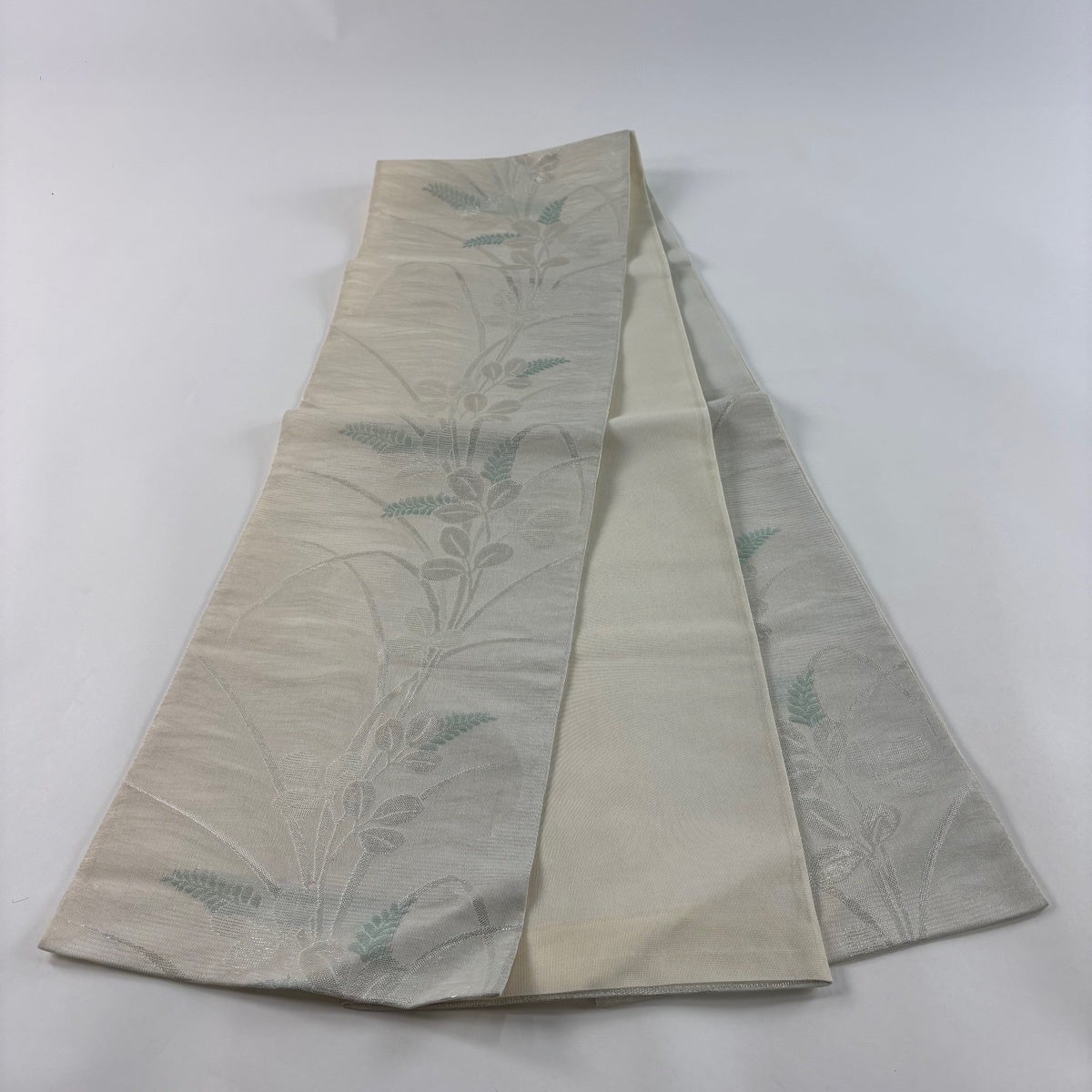 袋帯 秀品 夏帯 紗 萩 霞 箔 クリーム 六通 正絹｜中古・古着