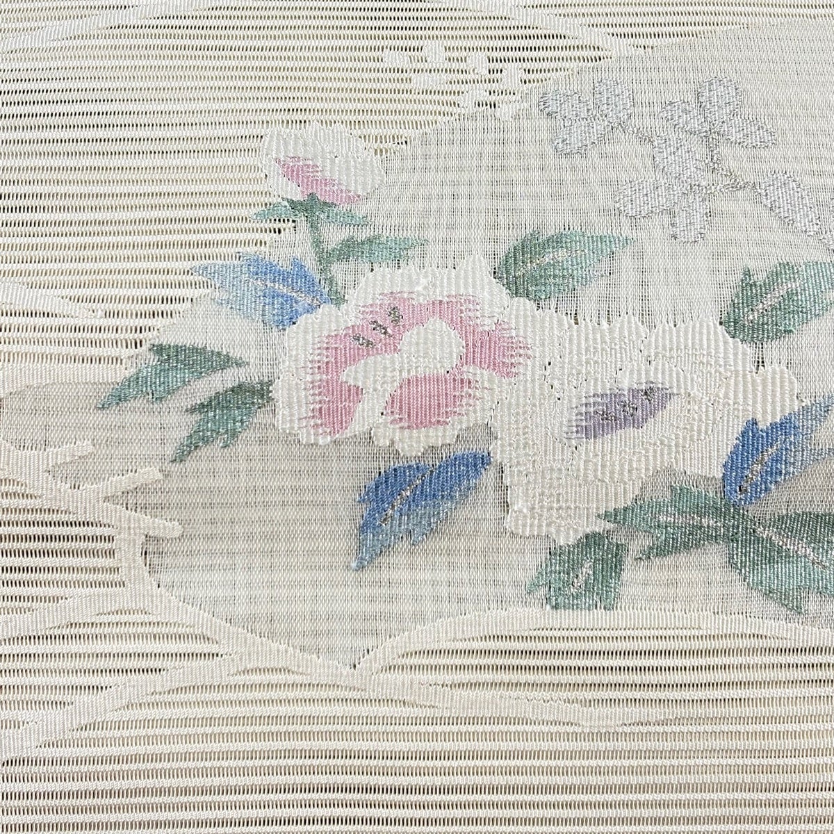 【美品】アンティーク　名古屋帯 仕立て替え　牡丹　更紗　松葉 名古屋帯 秀品 夏帯 八寸名古屋帯 絽 松葉仕立て トンネル仕立て 牡丹