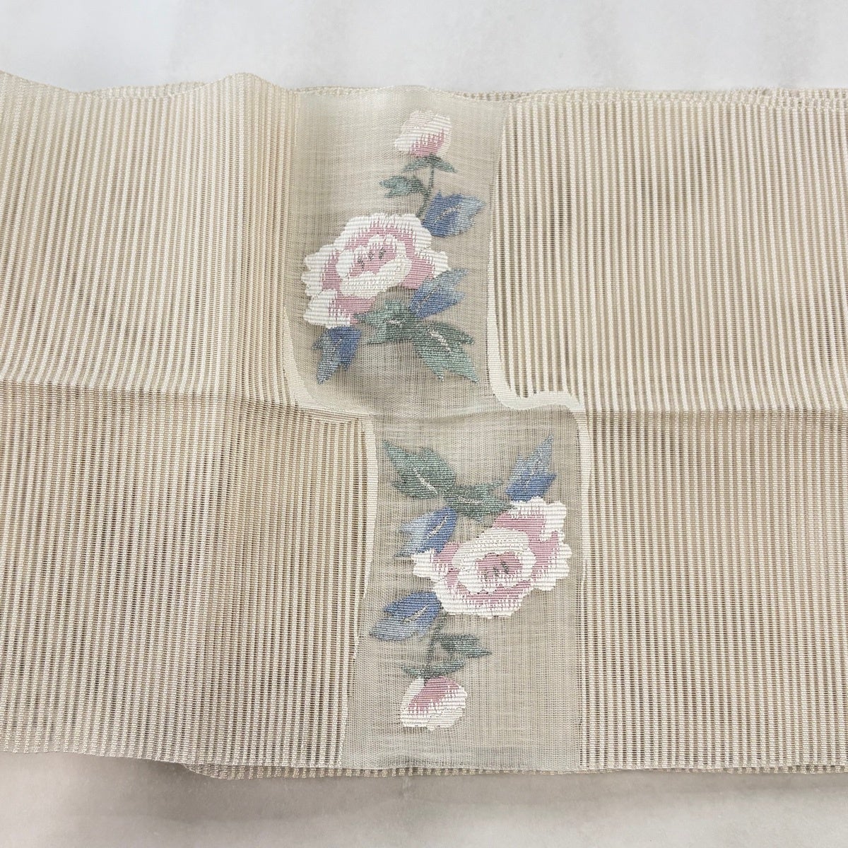 名古屋帯 秀品 夏帯 八寸名古屋帯 絽 松葉仕立て トンネル仕立て 牡丹