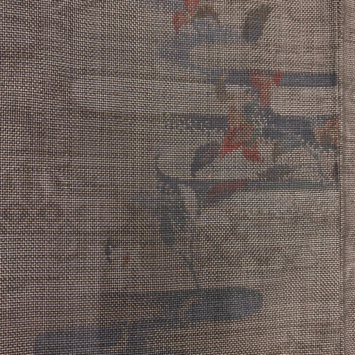 美品】 紬 身丈163.5cm 裄丈66.5cm M 袷 草花 ヱ霞 焦茶色 正絹 秀品