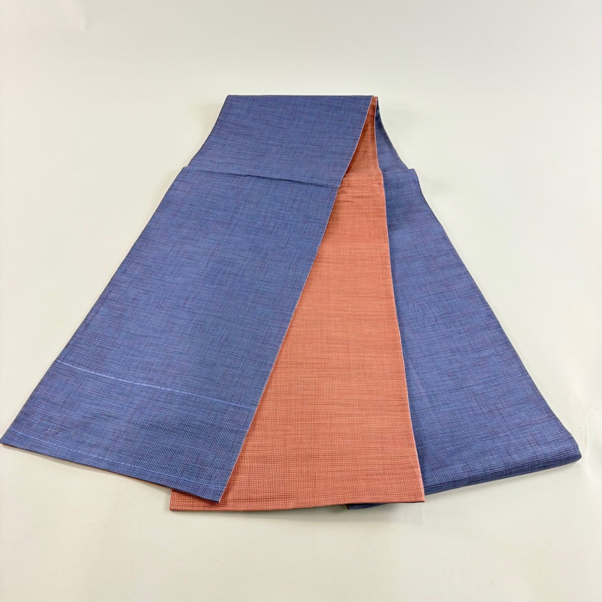 美品】 袋名古屋帯 優品 紬地 関西仕立て 幾何学模様 青紫 正絹｜中古