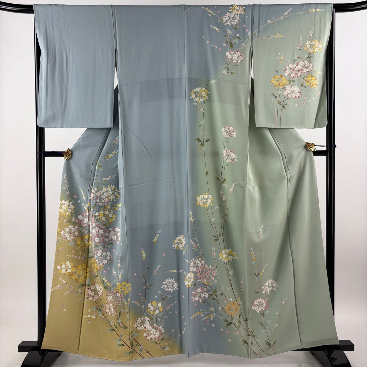 訪問着 身丈160.5cm 裄丈66cm M 袷 袋帯セット 草花 染め分け ぼかし