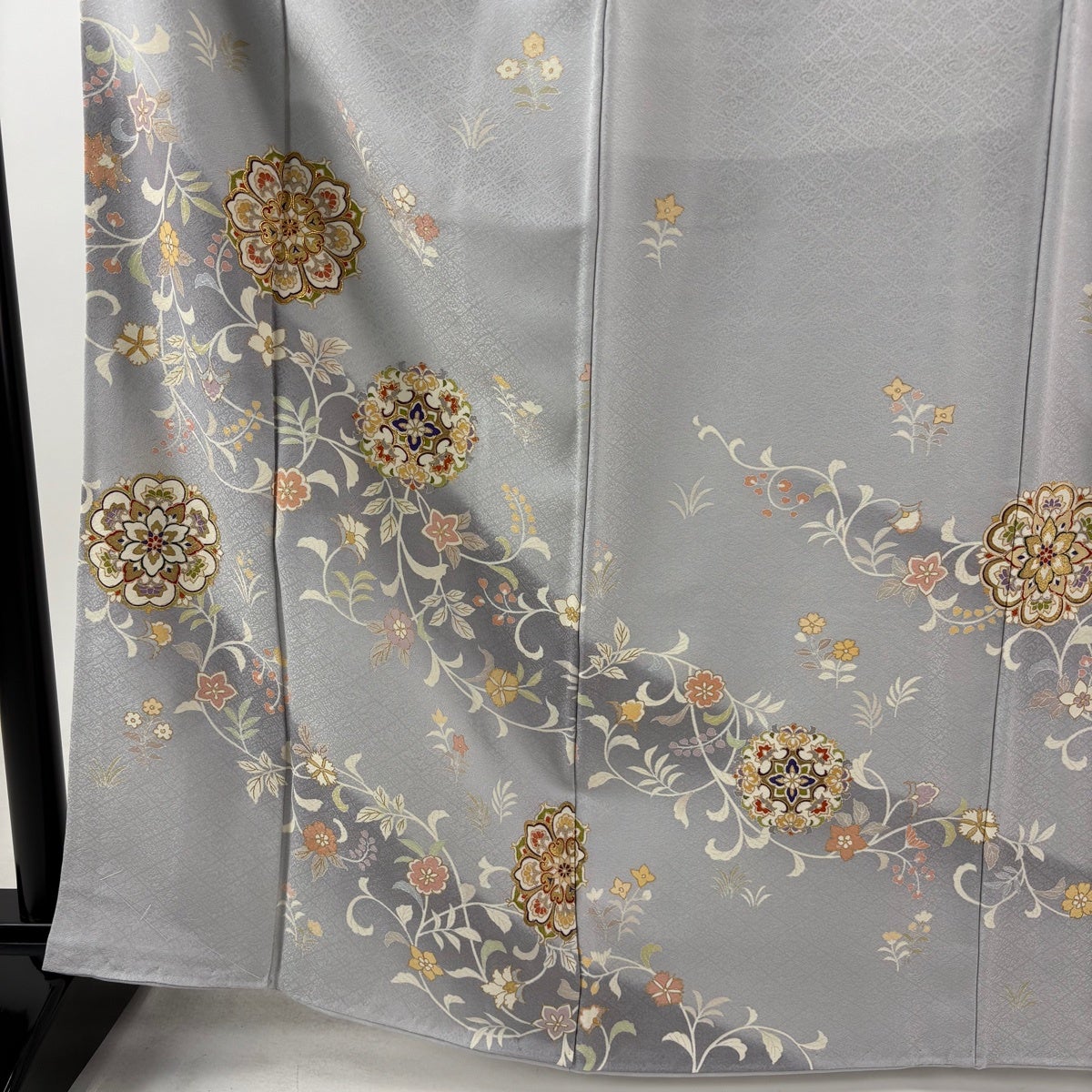 訪問着 身丈165.5cm 裄丈68cm L 袷 袋帯セット 華文 花唐草 金糸 金彩