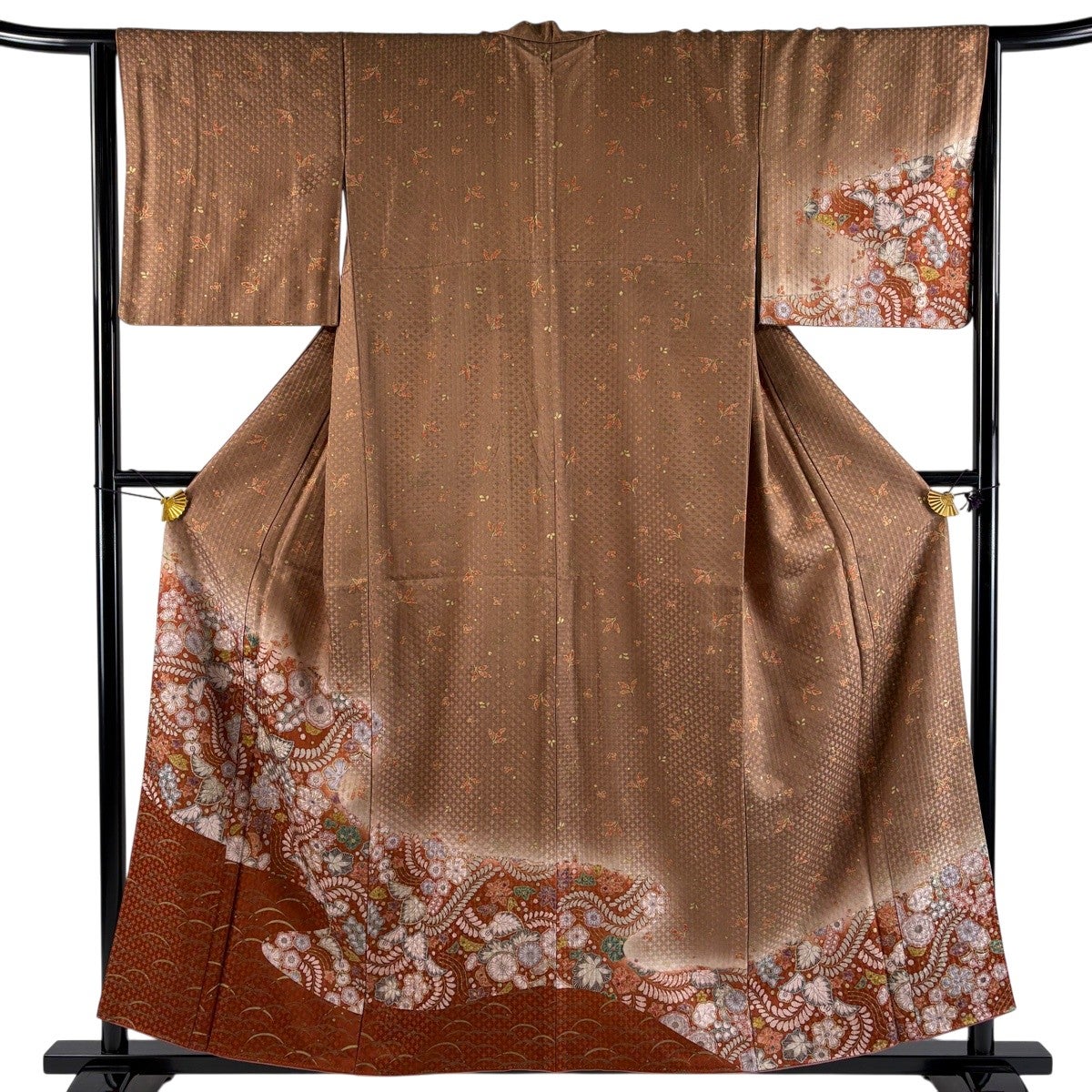 70%OFF 【美品】 袋帯 秀品 辻が花柄 箔 金糸 金色 六通 正絹 K70