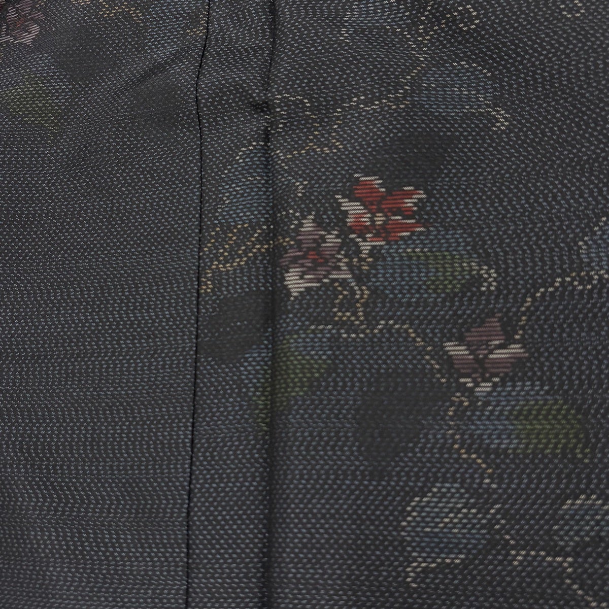 紬 身丈164cm 裄丈65cm M 袷 花唐草 濃紺 正絹 優品｜中古・古着
