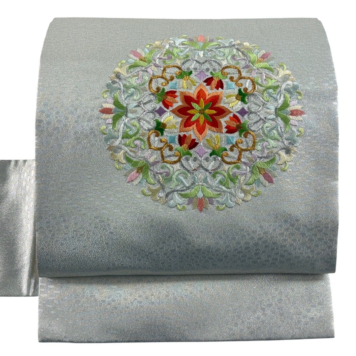 名古屋帯 優品 華文 刺繍 金糸 銀色 正絹｜中古・古着・リサイクル着物