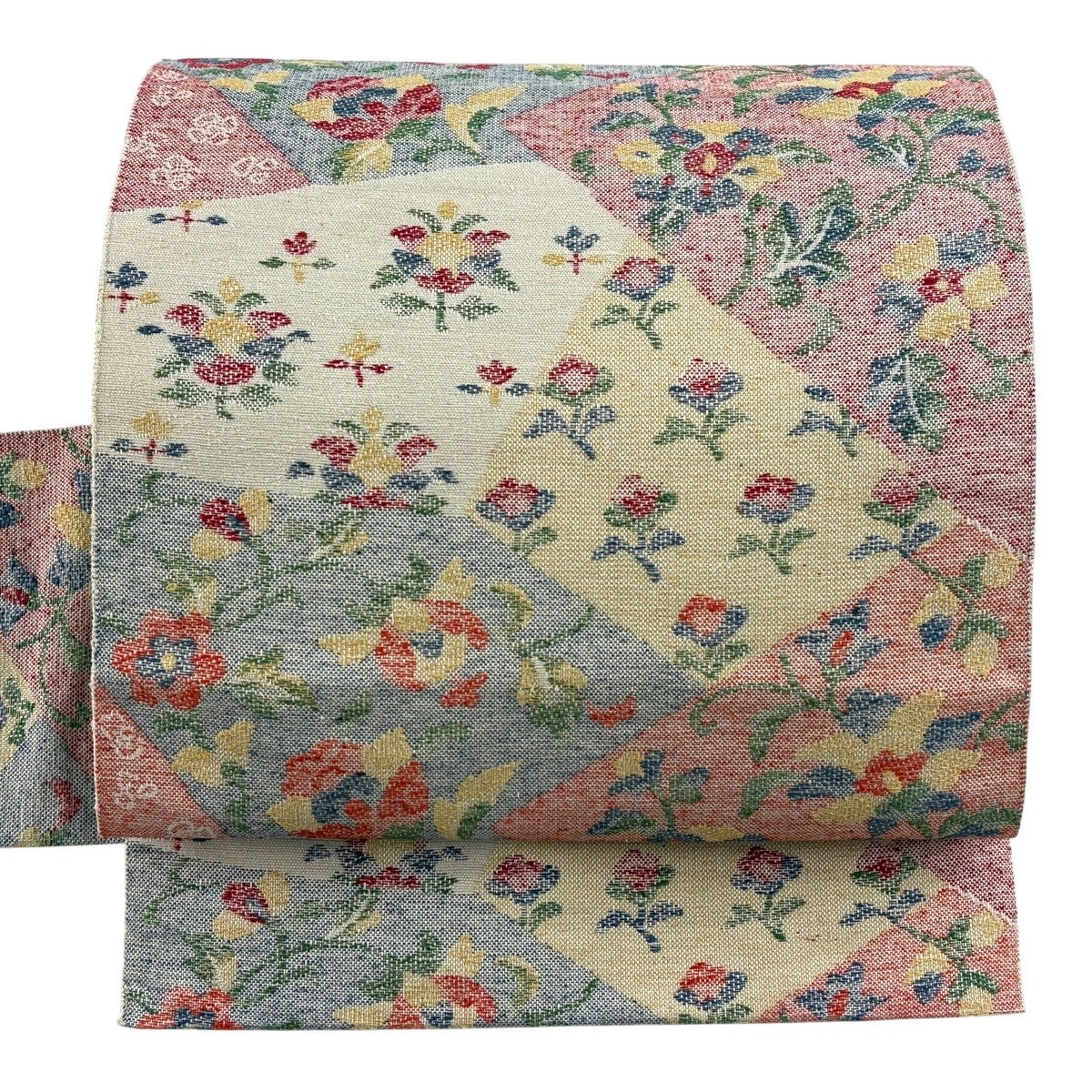 美品】 名古屋帯 優品 八寸名古屋帯 紬地 草花 クリーム 正絹｜中古