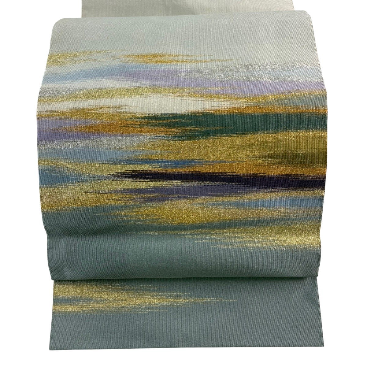 名古屋帯　松葉仕立て　綴れ織り　霞　金糸　銀糸　着物　106tz 名古屋帯 逸品 落款あり 小川英 綴れ 八寸名古屋帯 松葉仕立て 霞 金