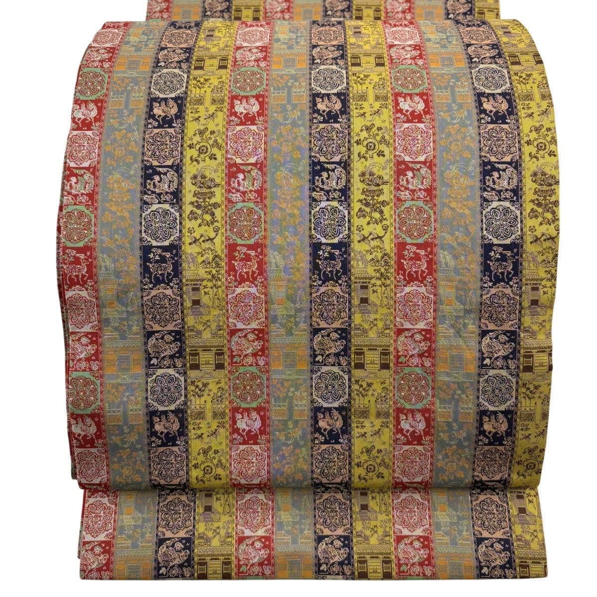 銀座【L-8846】龍村晋謹製 ヴィンテージ　黄土色　金　銀 和服　龍村製　404cm 美品　正絹　帯　着物 袋帯 銀座きもの - 「名物寿橘金蘭」 絹鼠色 着物・浴衣