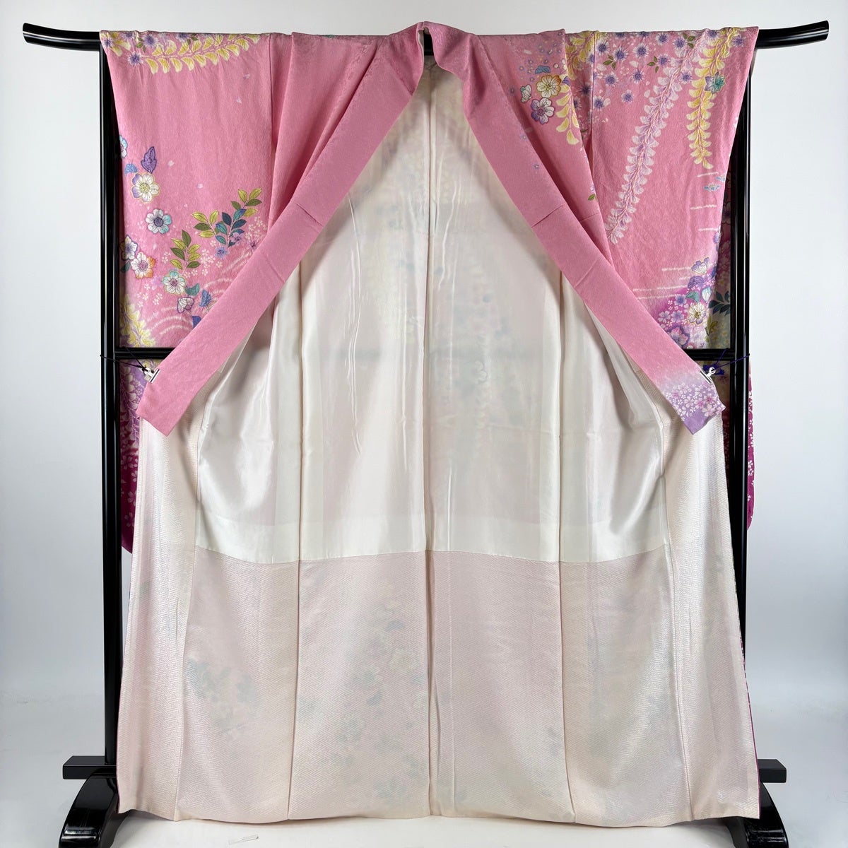 美品】 振袖 身丈168cm 裄丈69cm L 袷 辻が花 流水 銀通し ぼかし