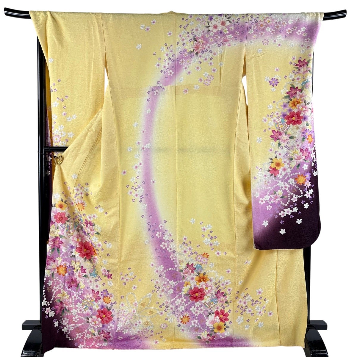 美品】 振袖 身丈161.5cm 裄丈69cm L 袷 手鞠 桜 金糸 総絞り ピンク