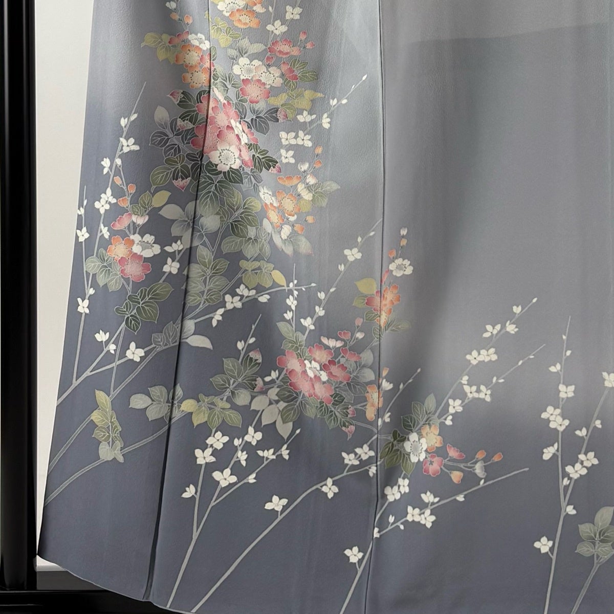 訪問着 身丈159cm 裄丈61.5cm S 袷 落款あり 桜 枝花 染め分け ぼかし