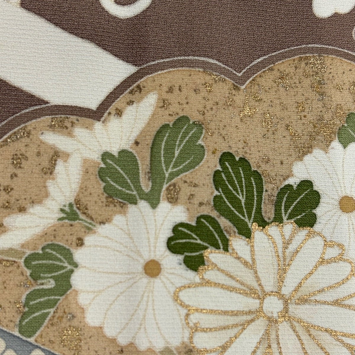 訪問着 身丈167cm 裄丈67.5cm L 袷 帝王紫 雪輪 菊 刺繍 金糸 ベージュ