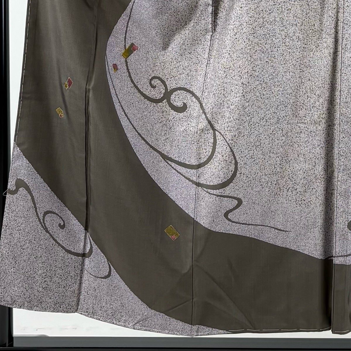 美品】 訪問着 身丈153cm 裄丈64.5cm M 袷 紬地 花 流水 刺繍 金彩 灰