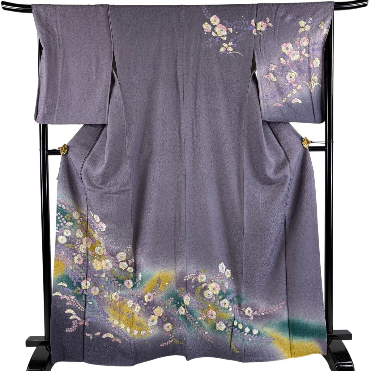 美品】 訪問着 身丈168cm 裄丈68cm L 袷 辻が花 金彩 ぼかし 薄紫 正絹
