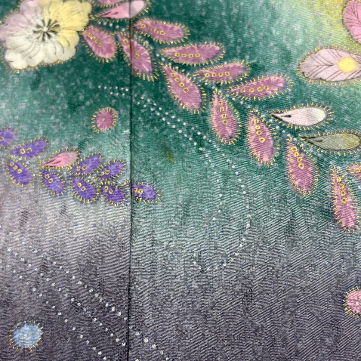 美品】 訪問着 身丈168cm 裄丈68cm L 袷 辻が花 金彩 ぼかし 薄紫 正絹