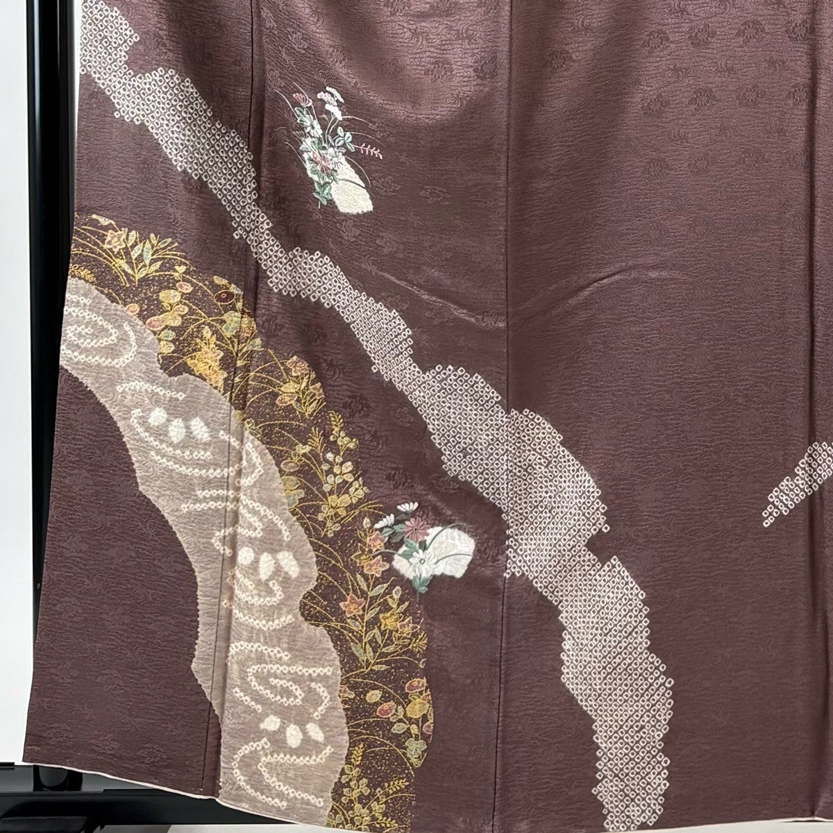 付下げ 身丈159cm 裄丈63.5cm S 袷 鈴乃屋 草花 流水 金銀彩 刺繍