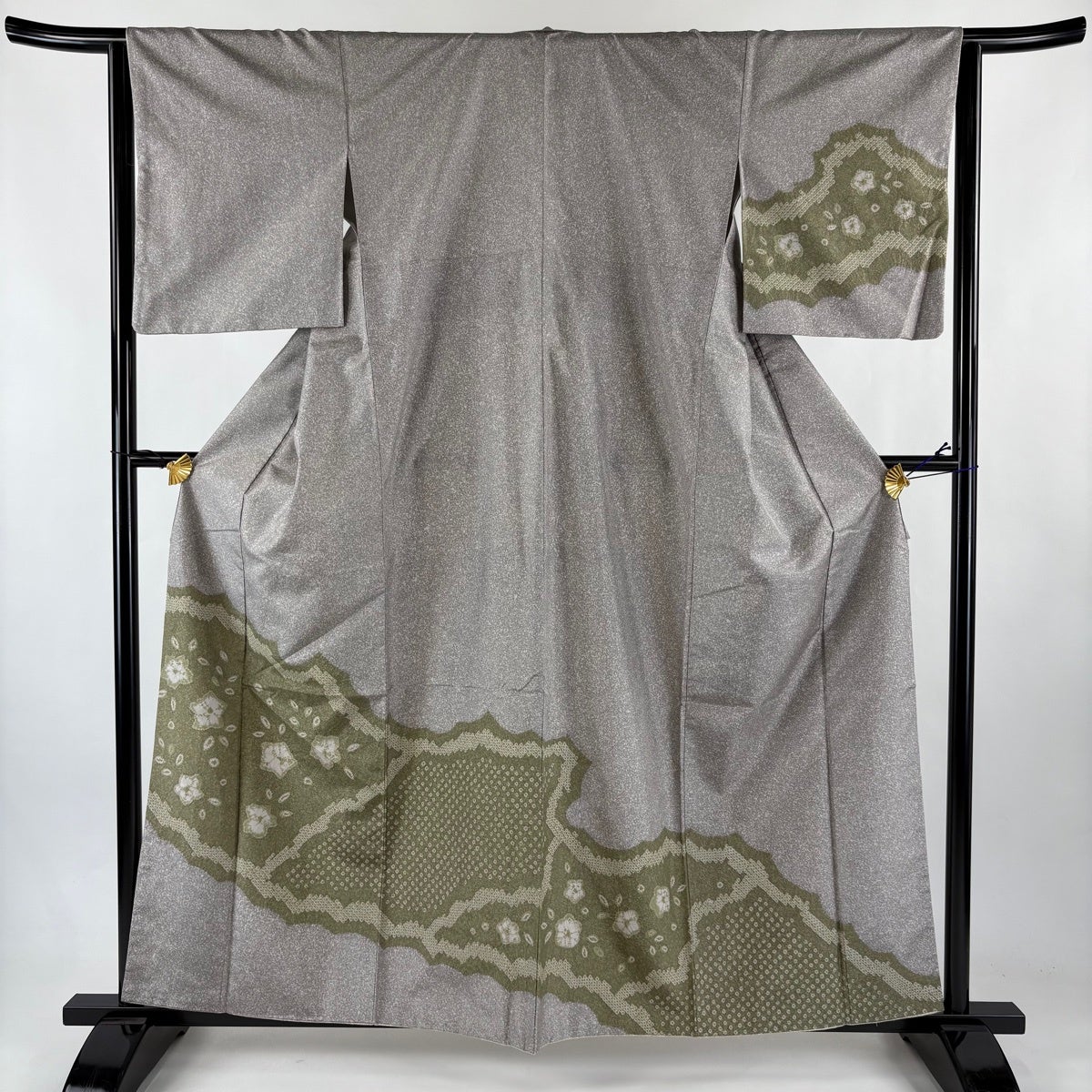 美品】 付下げ 身丈162cm 裄丈64.5cm M 袷 紬地 落款あり 幾何学模様