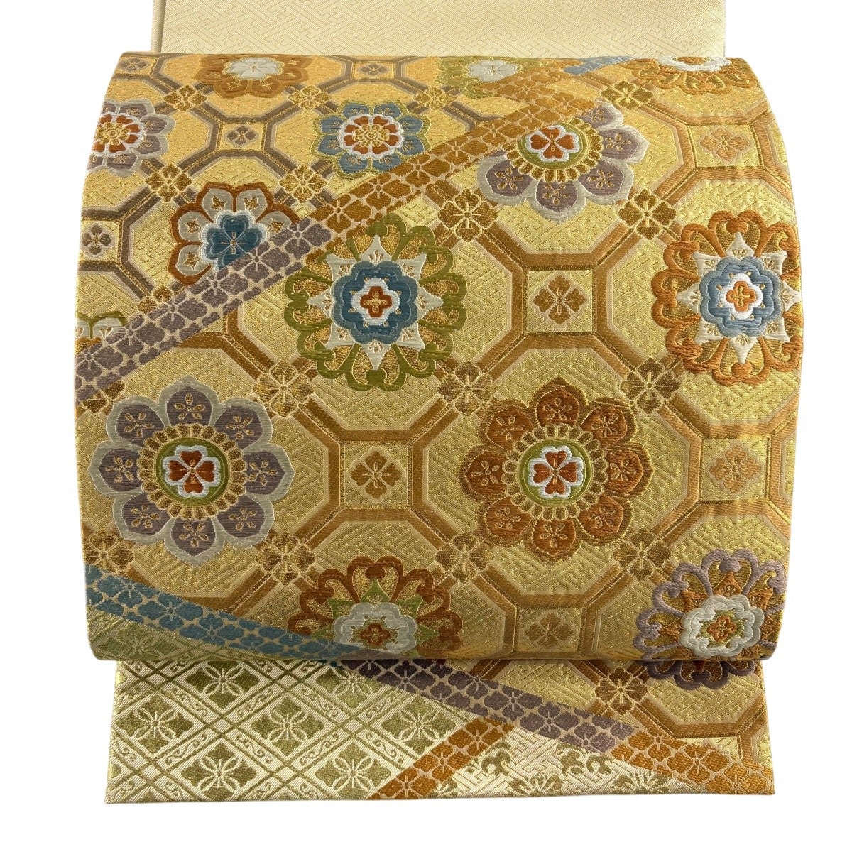 袋帯 秀品 蜀江華文 金糸 刺繍 金色 六通 正絹｜中古・古着