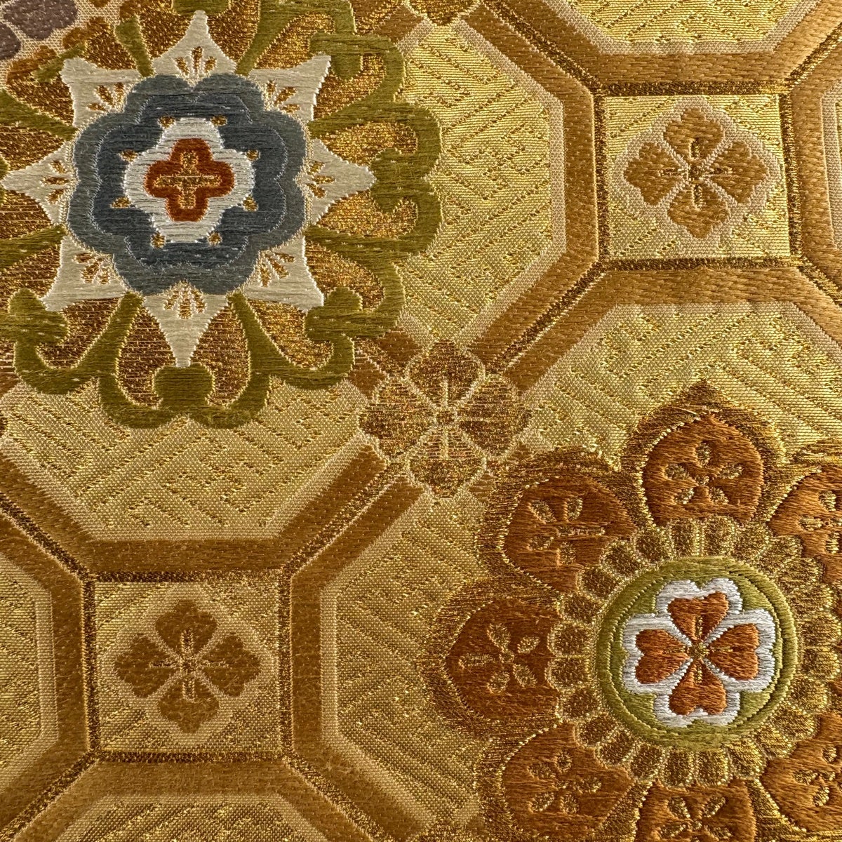 袋帯 秀品 蜀江華文 金糸 刺繍 金色 六通 正絹｜中古・古着