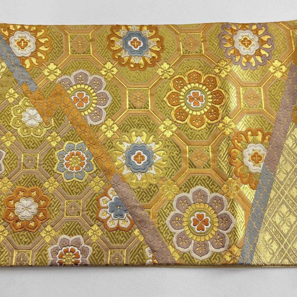 袋帯 秀品 蜀江華文 金糸 刺繍 金色 六通 正絹｜中古・古着